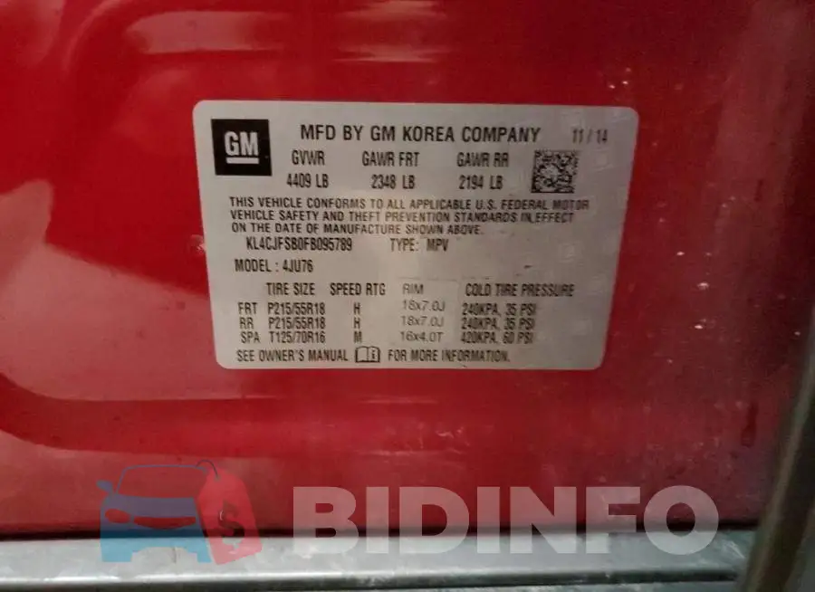 KL4CJFSB0FB095789 Photo# 12