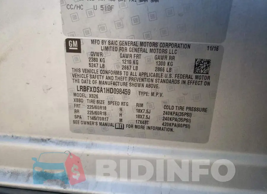 LRBFXDSA1HD098459 Photo# 12