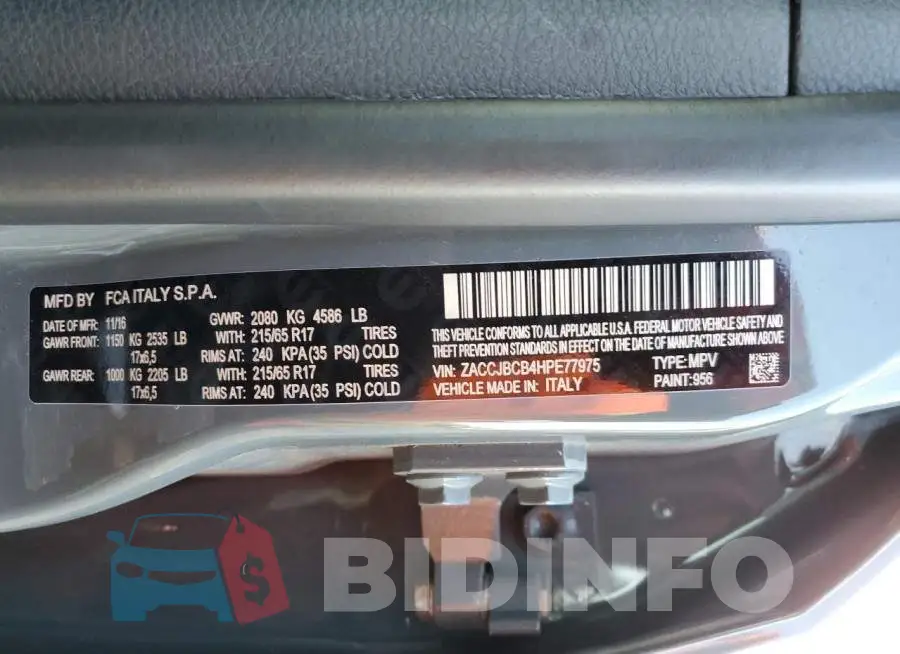 ZACCJBCB4HPE77975 Photo# 13