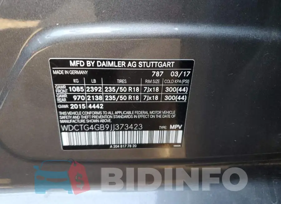 WDCTG4GB9JJ373423 Photo# 12