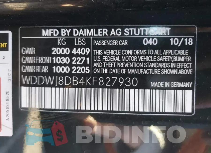 WDDWJ8DB4KF827930 Photo# 12