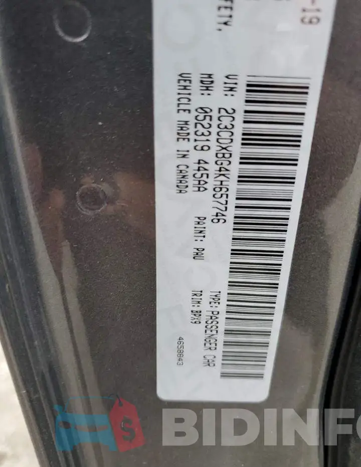 2C3CDXBG4KH657746 Photo# 12