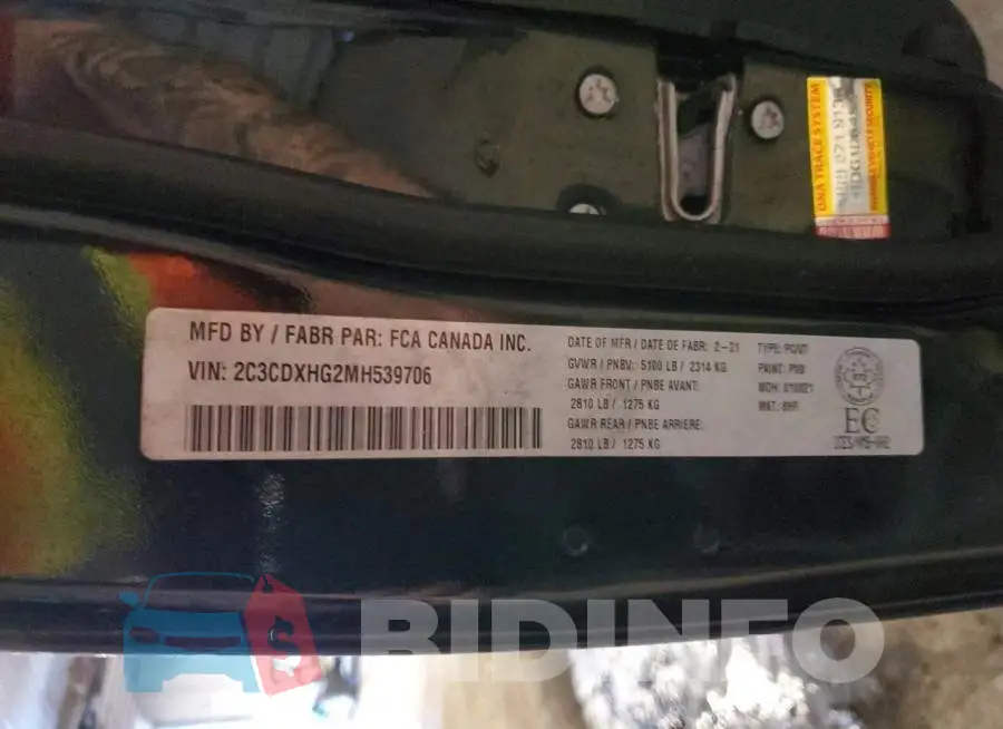 2C3CDXHG2MH539706 Photo# 12