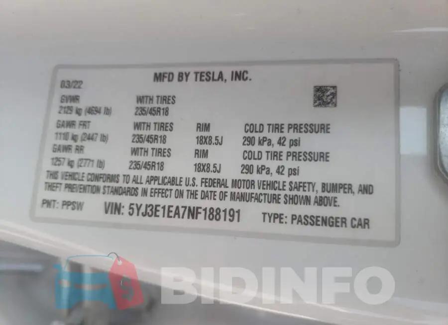 5YJ3E1EA7NF188191 Photo# 10