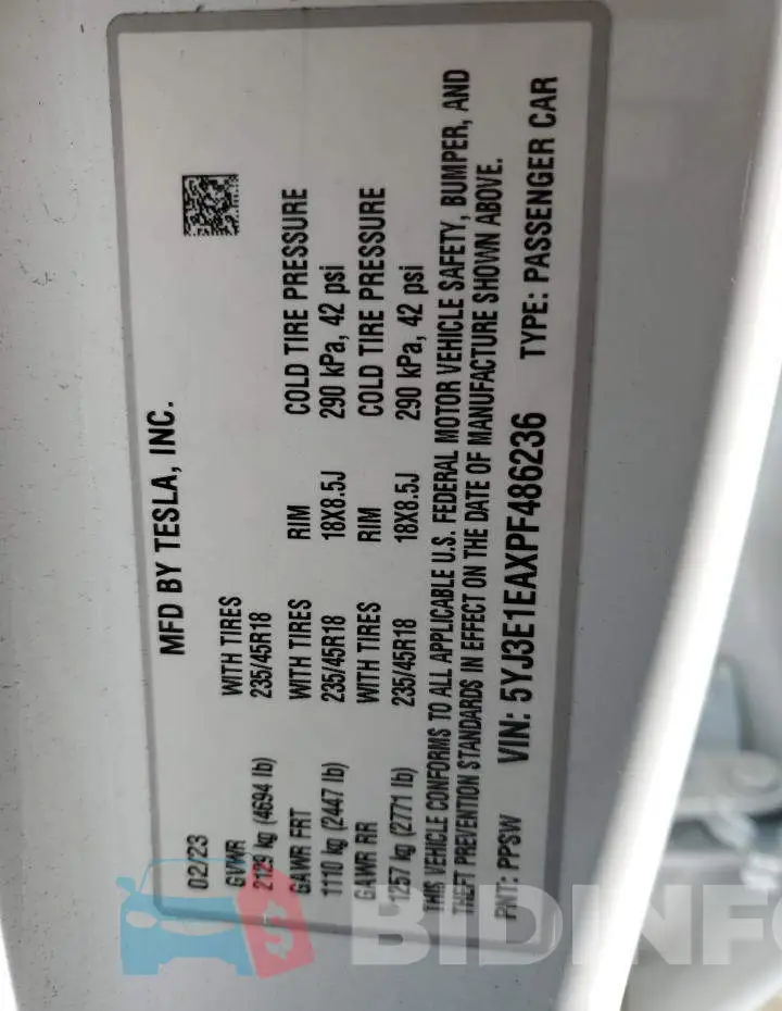 5YJ3E1EAXPF486236 Photo# 12