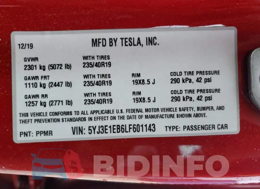 5YJ3E1EB6LF601143 Photo# 12