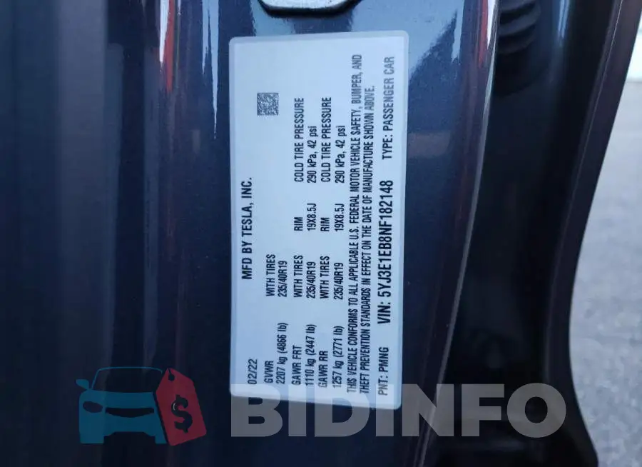 5YJ3E1EB8NF182148 Photo# 12
