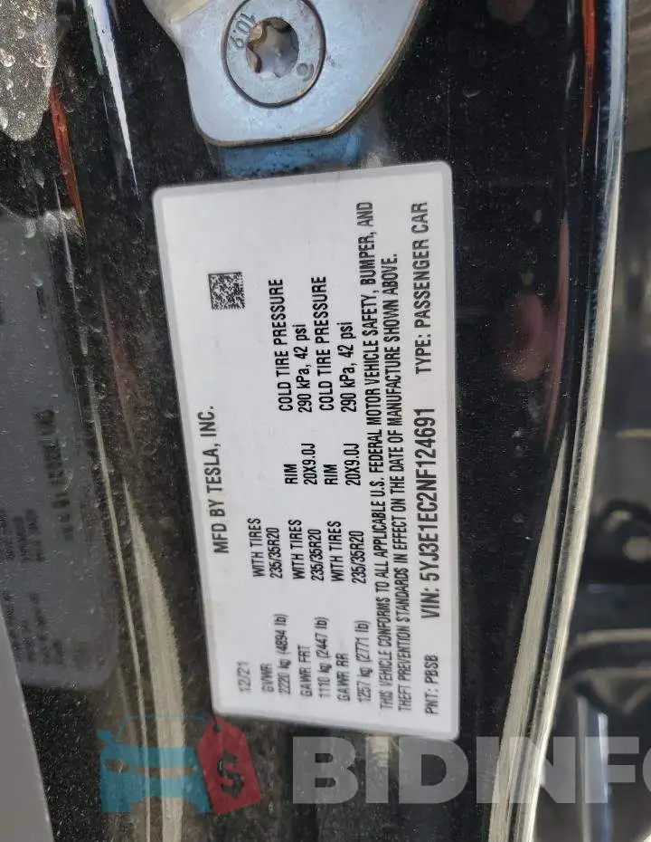 5YJ3E1EC2NF124691 Photo# 12