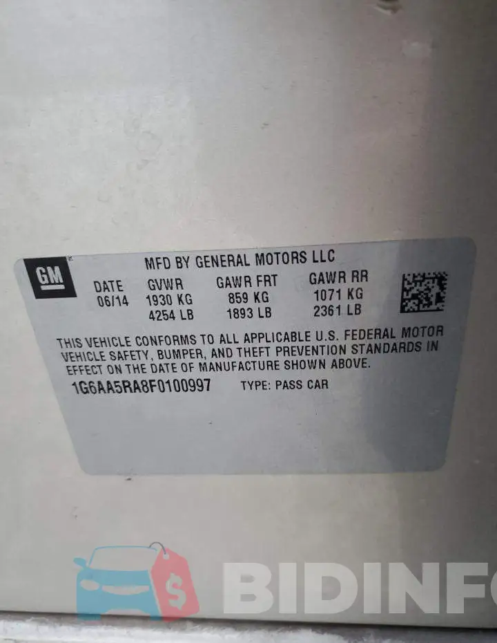 1G6AA5RA8F0100997 Photo# 12