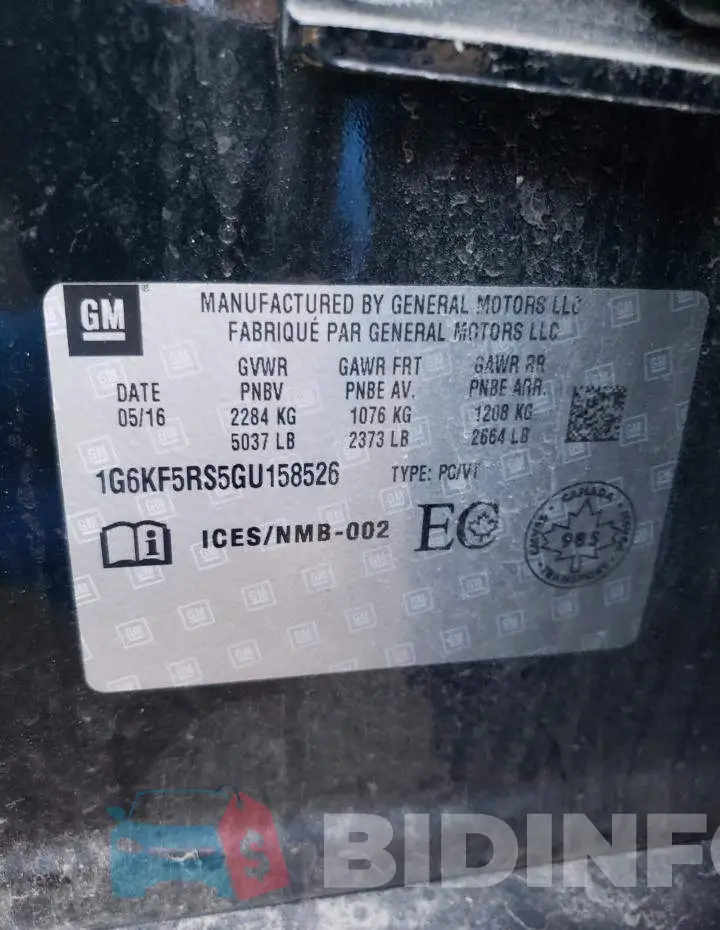 1G6KF5RS5GU158526 Photo# 12