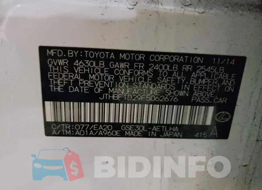 JTHBF1D29F5062676 Photo# 12