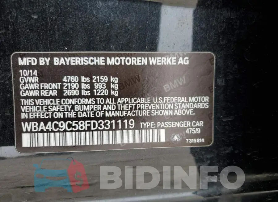 WBA4C9C58FD331119 Photo# 12