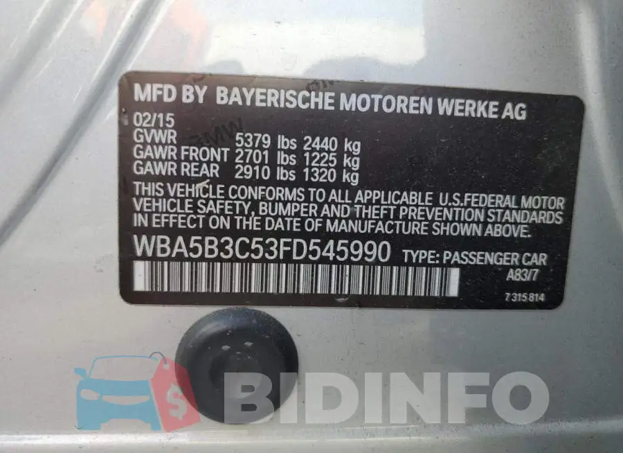 WBA5B3C53FD545990 Photo# 12