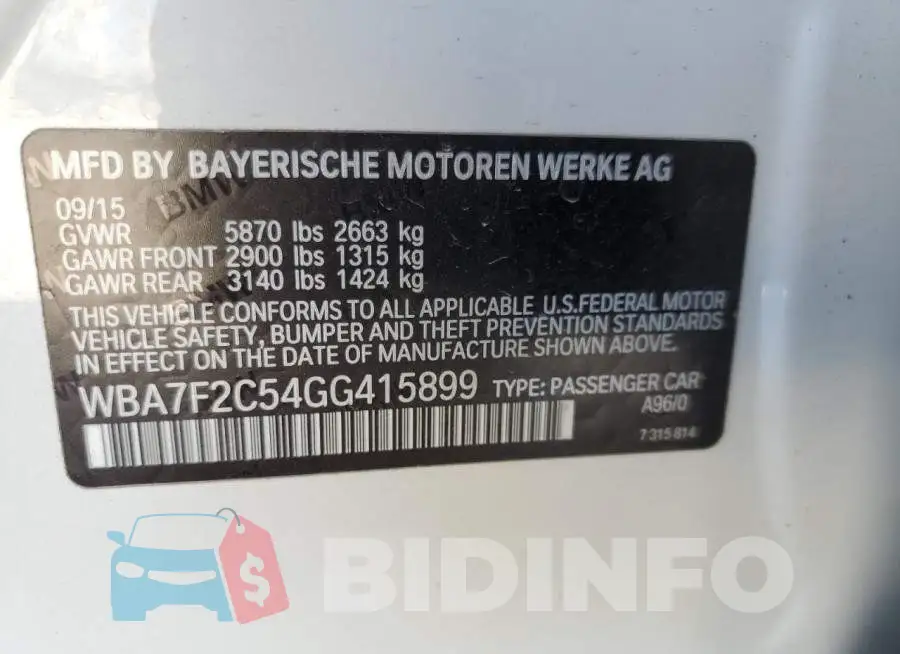 WBA7F2C54GG415899 Photo# 12