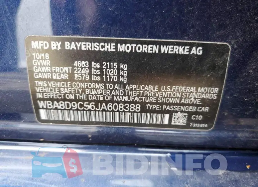 WBA8D9C56JA608388 Photo# 12