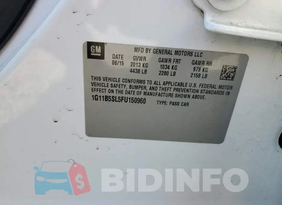 1G11B5SL5FU150960 Photo# 12