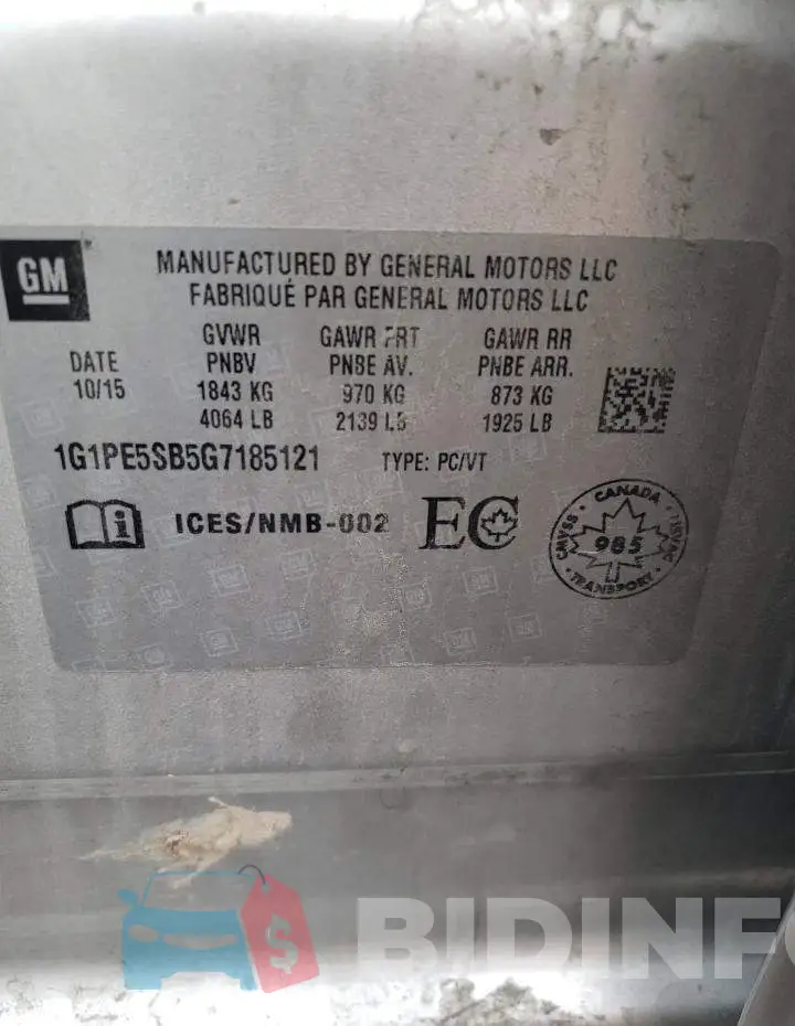 1G1PE5SB5G7185121 Photo# 12