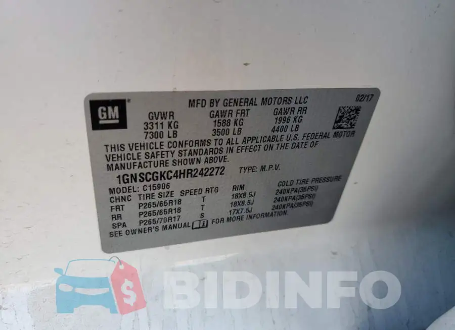 1GNSCGKC4HR242272 Photo# 13