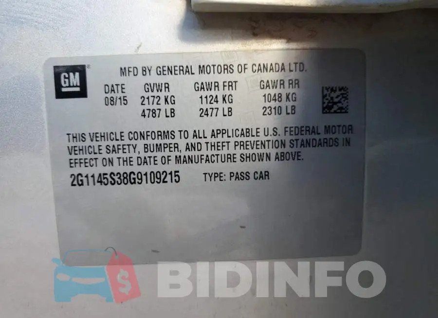 2G1145S38G9109215 Photo# 13