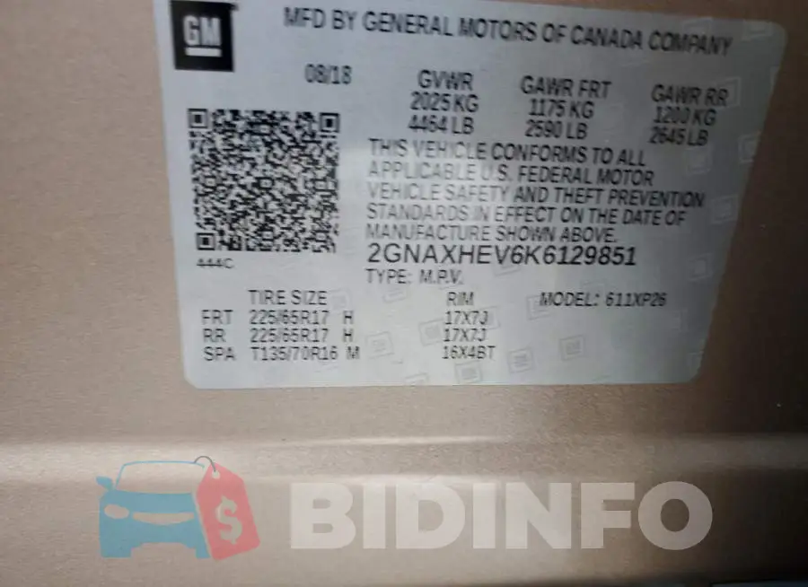 2GNAXHEV6K6129851 Photo# 13