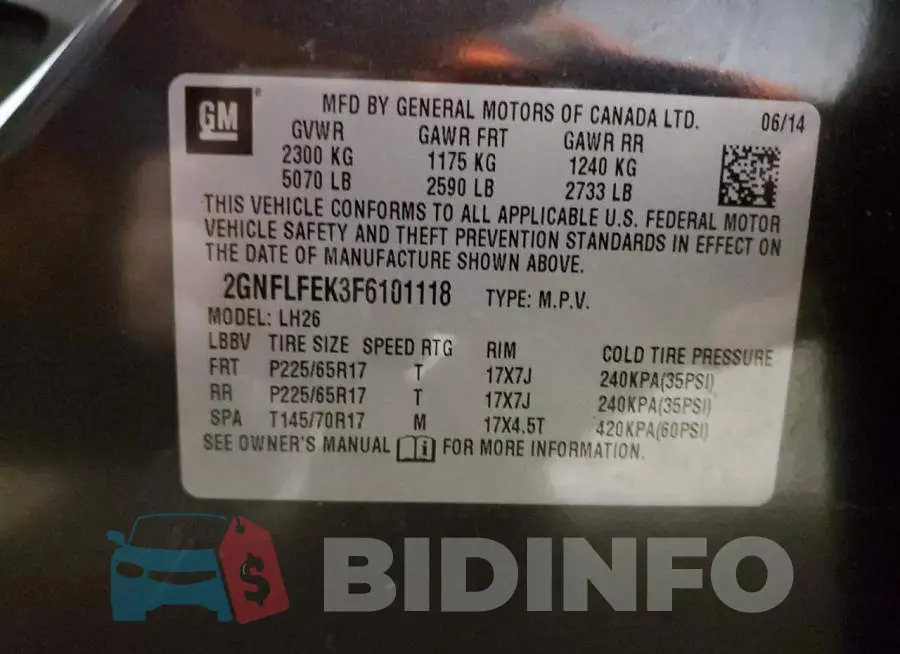 2GNFLFEK3F6101118 Photo# 12