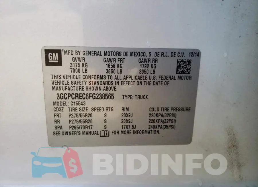 3GCPCREC6FG238565 Photo# 12