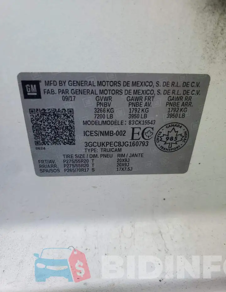 3GCUKPEC8JG160793 Photo# 13