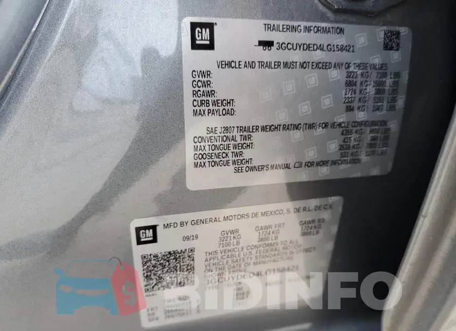 3GCUYDED4LG158421 Photo# 12