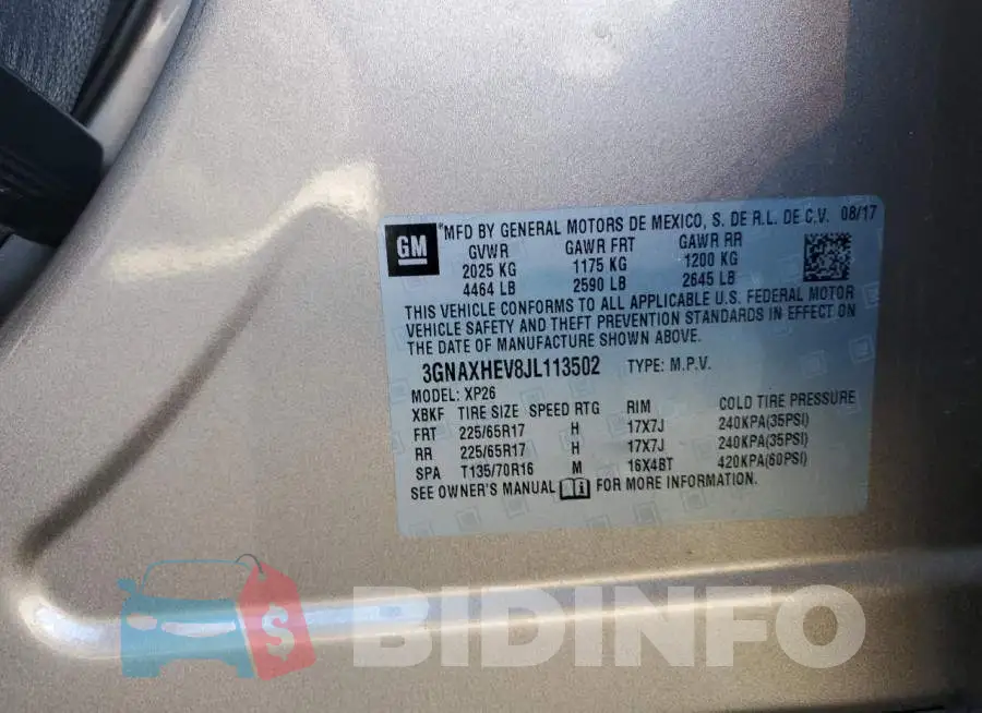 3GNAXHEV8JL113502 Photo# 12