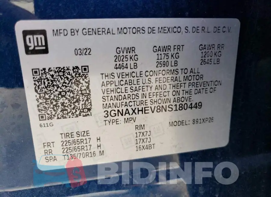 3GNAXHEV8NS180449 Photo# 13
