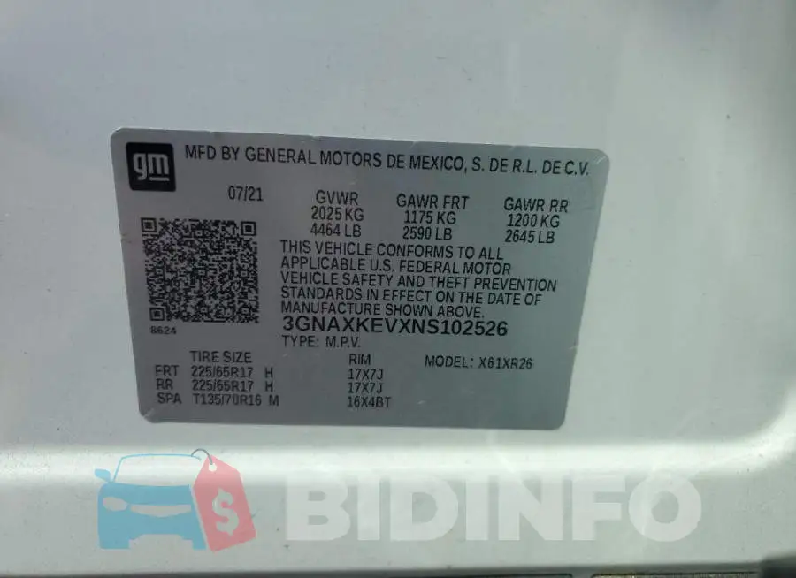 3GNAXKEVXNS102526 Photo# 12