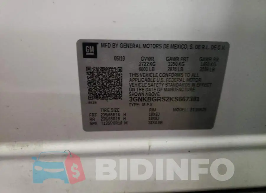 3GNKBGRS2KS667381 Photo# 14