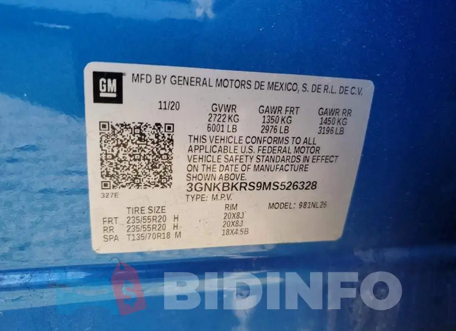 3GNKBKRS9MS526328 Photo# 12