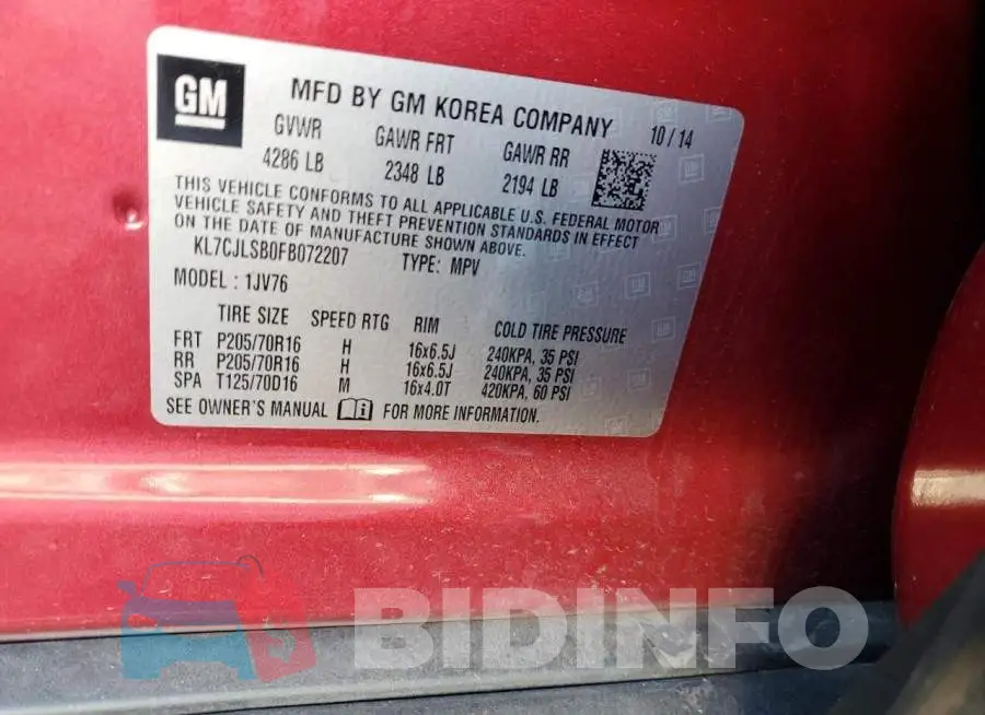 KL7CJLSB0FB072207 Photo# 12