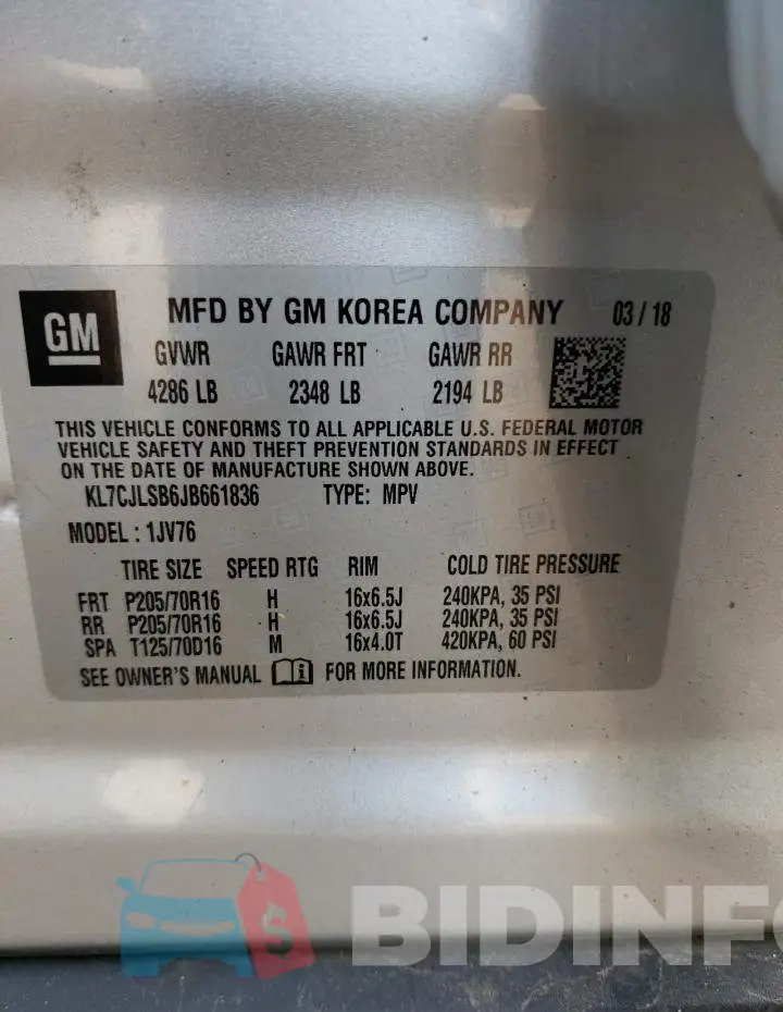 KL7CJLSB6JB661836 Photo# 12