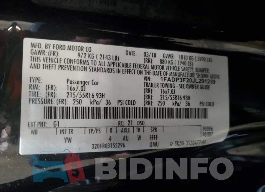 1FADP3F20JL291239 Photo# 12