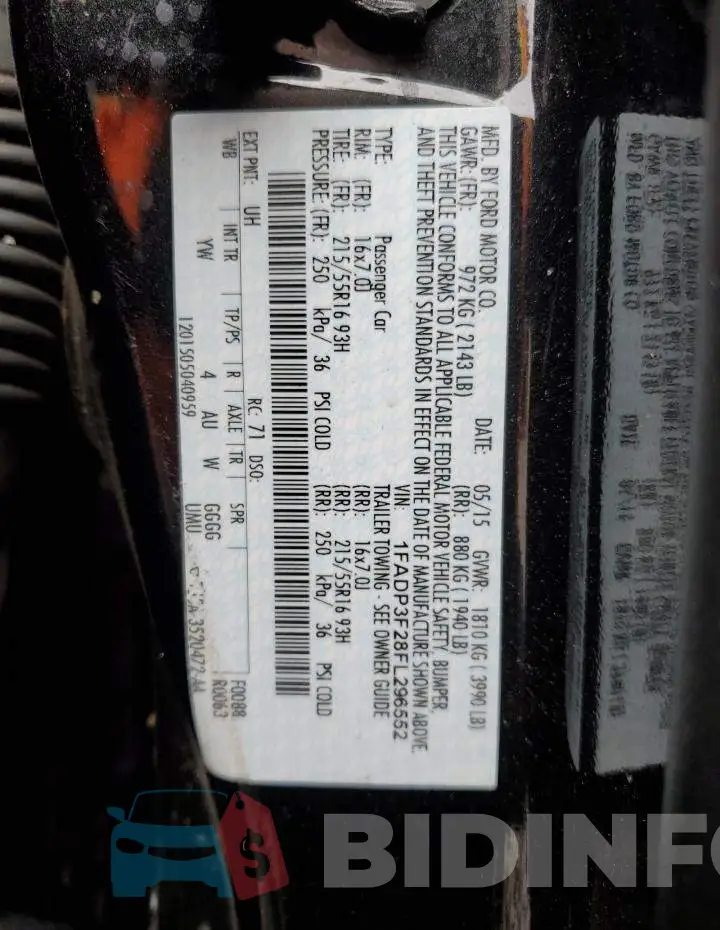 1FADP3F28FL296552 Photo# 12