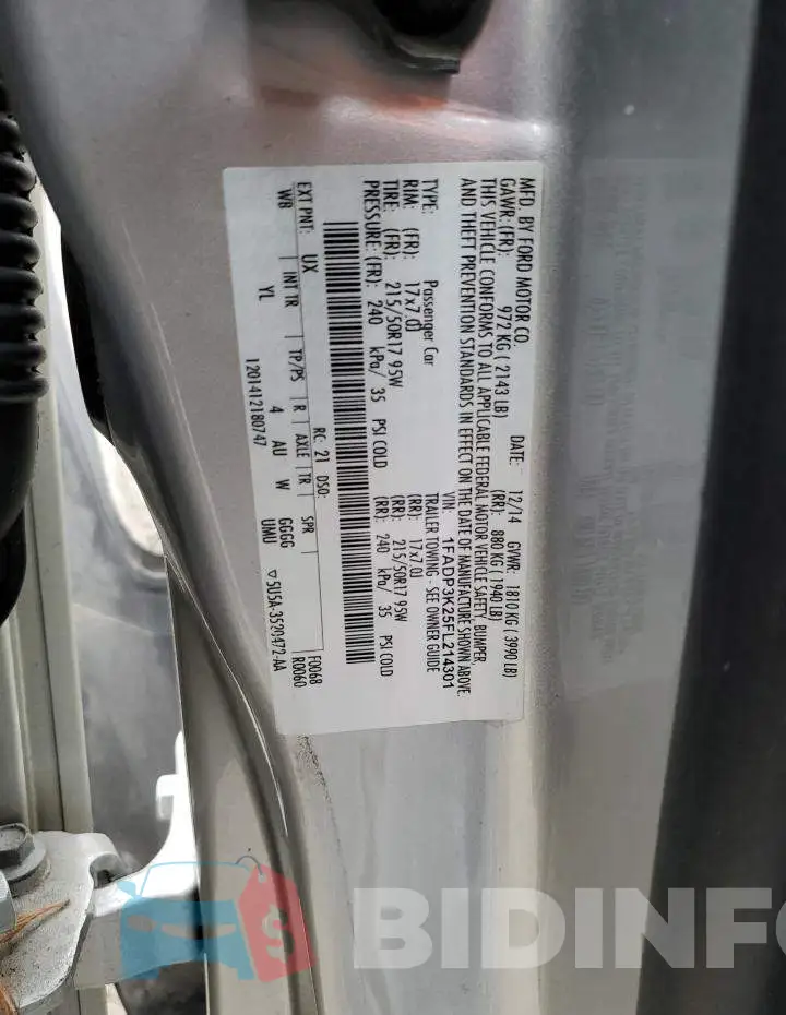 1FADP3K25FL214301 Photo# 12