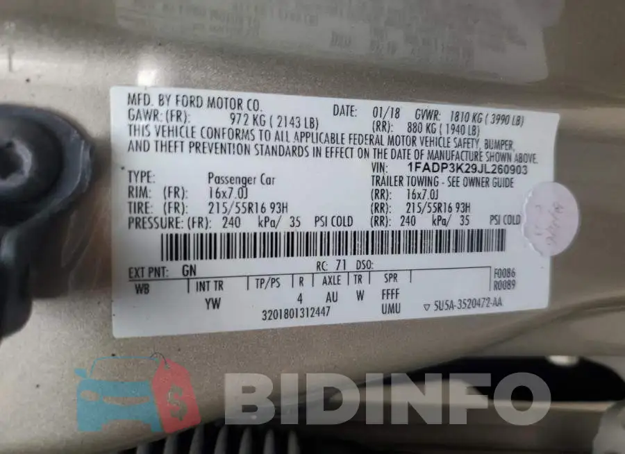 1FADP3K29JL260903 Photo# 14