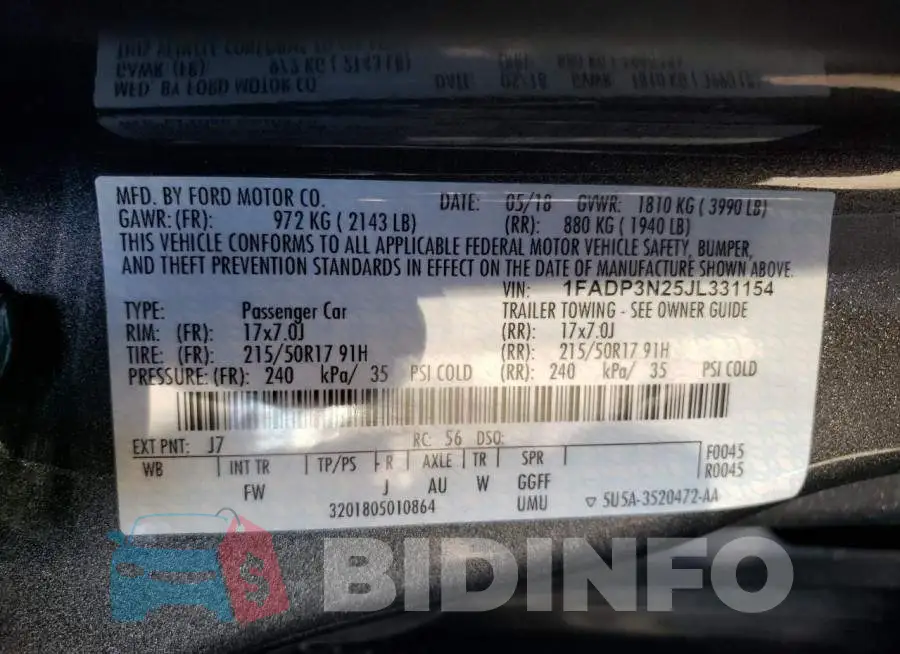 1FADP3N25JL331154 Photo# 12