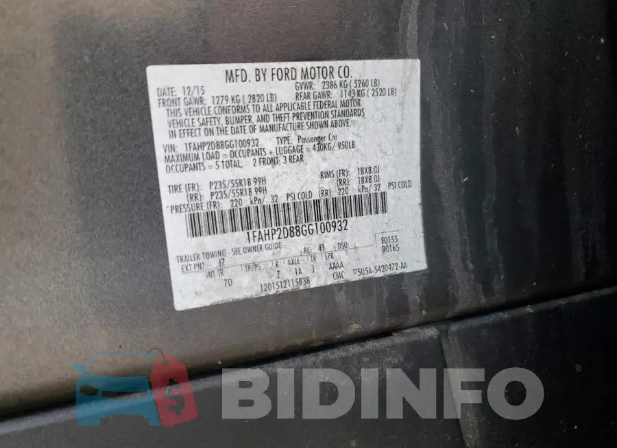 1FAHP2D88GG100932 Photo# 12