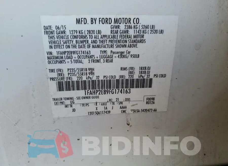 1FAHP2E89FG174163 Photo# 12