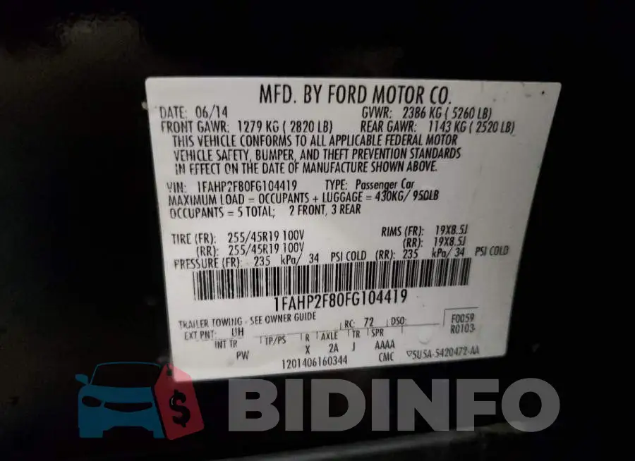 1FAHP2F80FG104419 Photo# 13