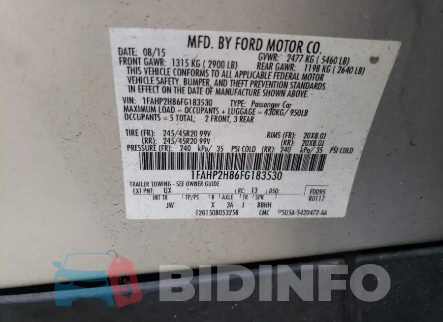 1FAHP2H86FG183530 Photo# 12