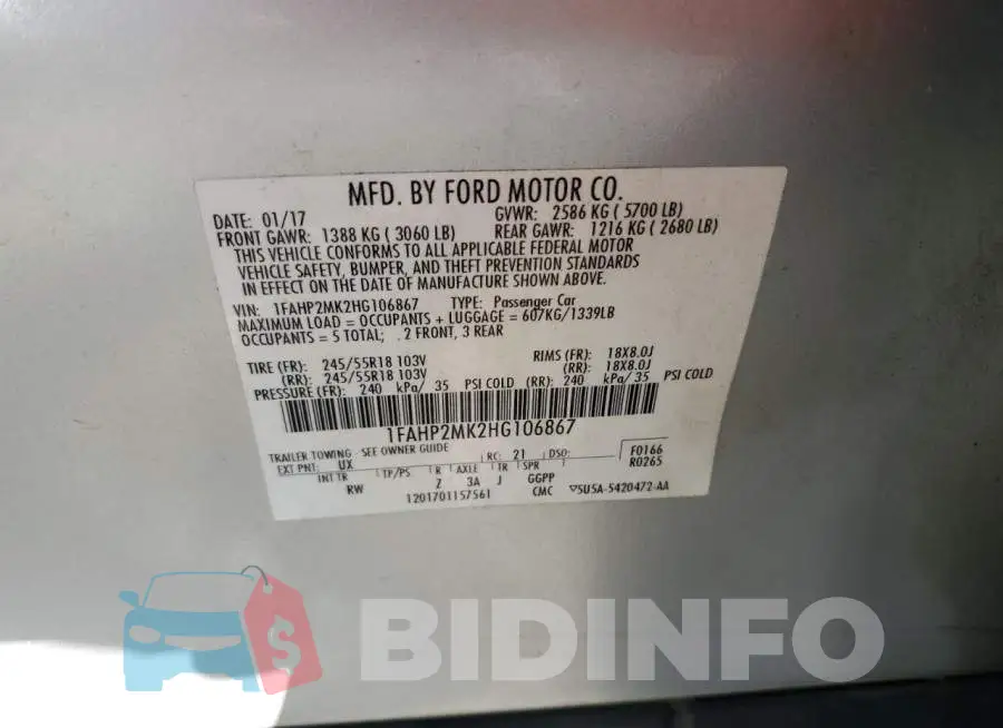 1FAHP2MK2HG106867 Photo# 12