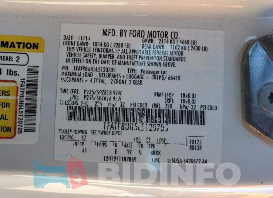 1FATP8UH5L5120705 Photo# 12