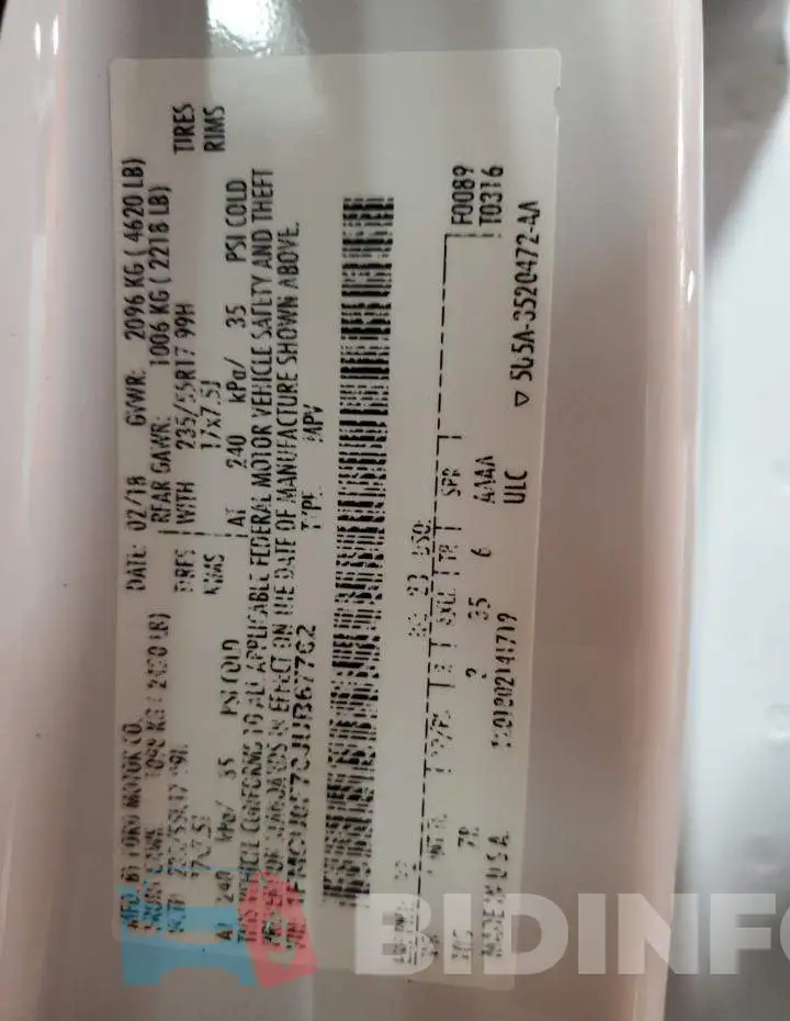 1FMCU0F70JUB67762 Photo# 12
