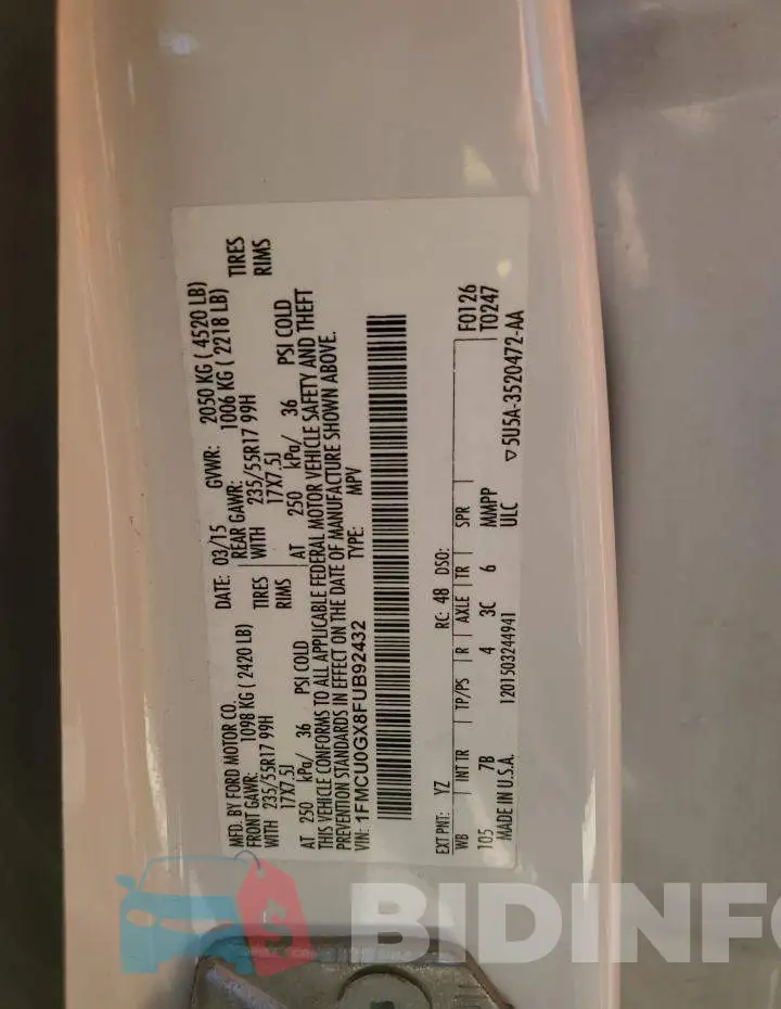 1FMCU0GX8FUB92432 Photo# 12
