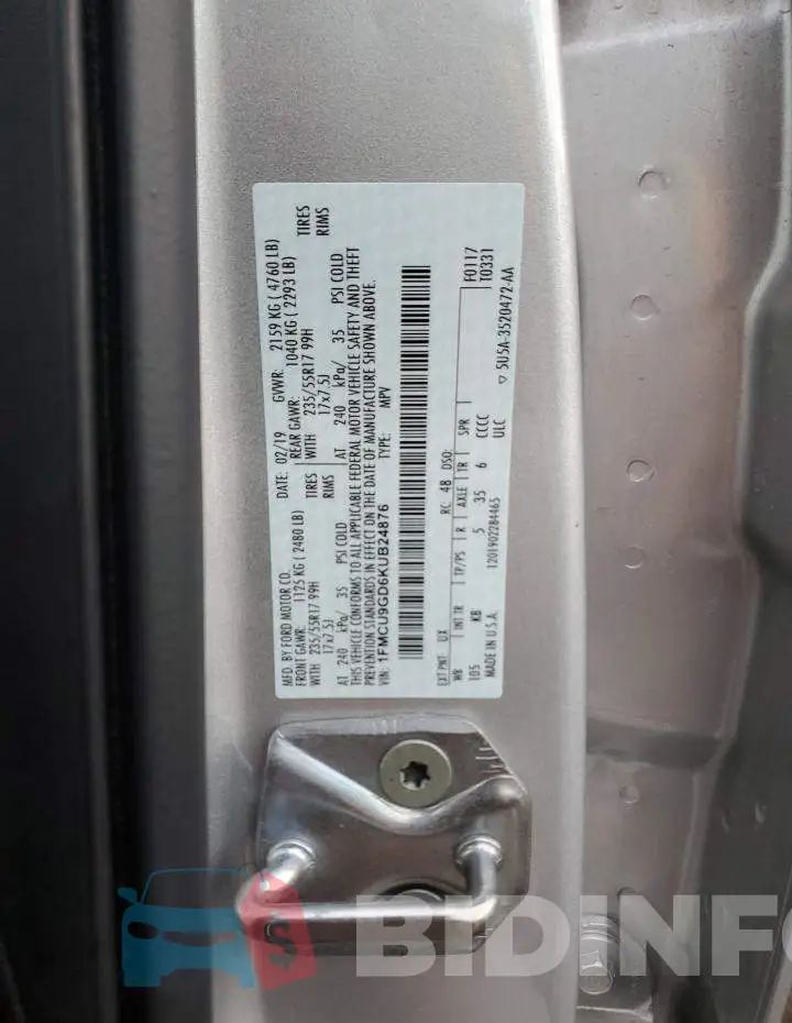 1FMCU9GD6KUB24876 Photo# 13