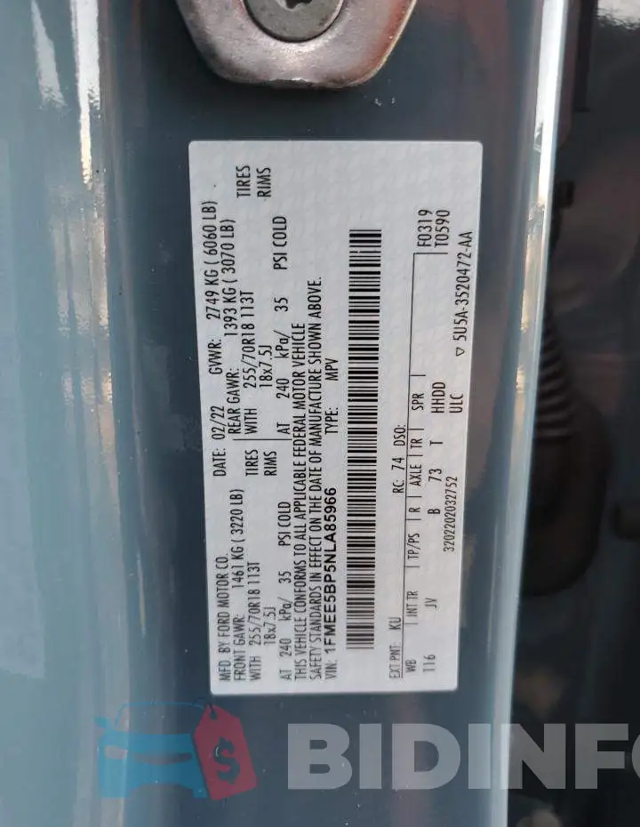 1FMEE5BP5NLA85966 Photo# 14
